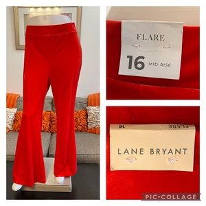 ❣️🆕Lane Bryant Mid Rise Red Velvet Flare Pants❣️